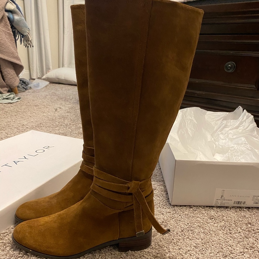 Ann Taylor suede boots caramel